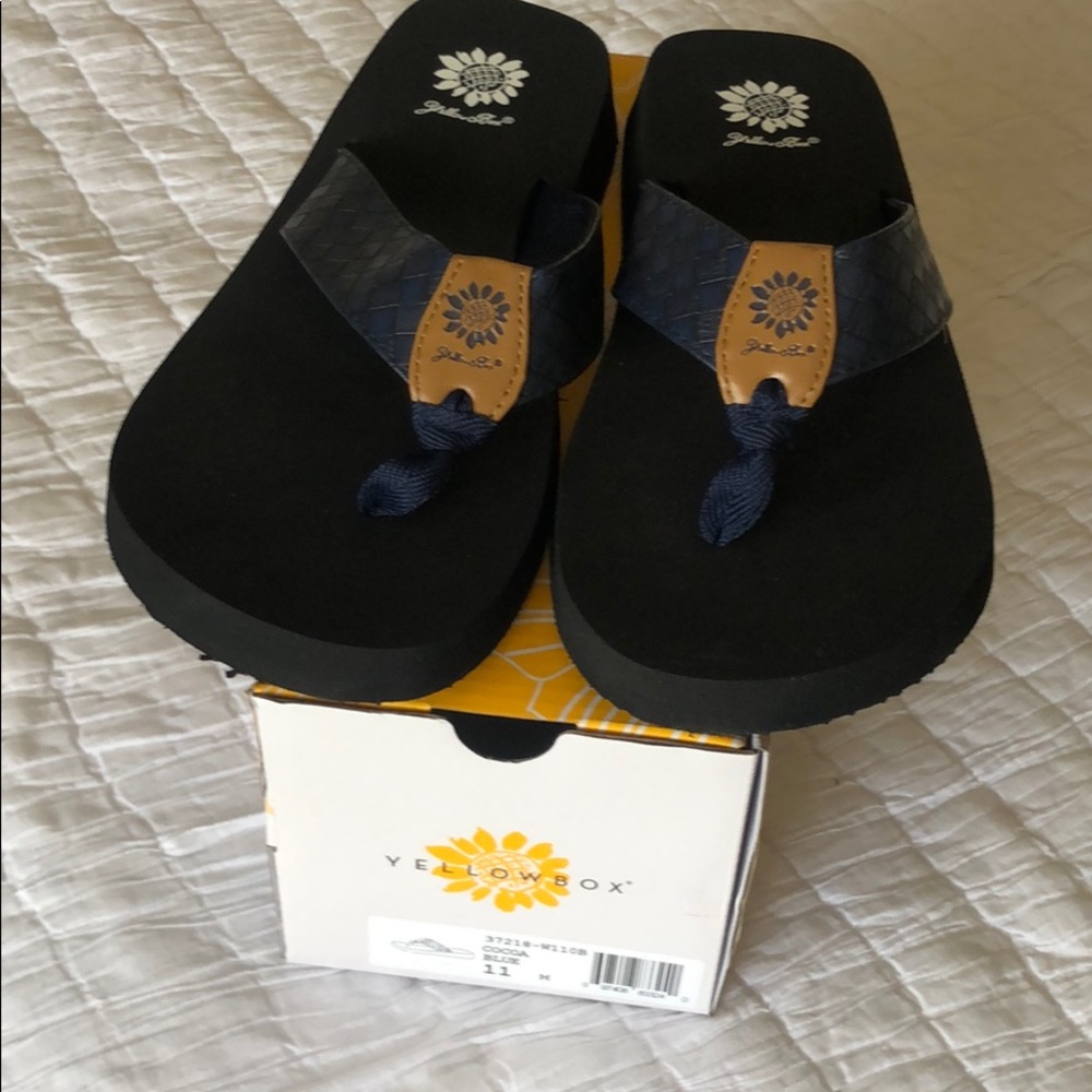 NWB Yellowbox Navy Flip Flops, Size 11